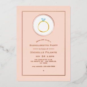Invitation En Aluminium Rose Gold et Blush Pink Diamond Bachelorette Foil