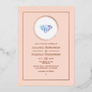 Invitation En Aluminium Rose Gold et Blush Pink Diamond Mariage Foil Invi