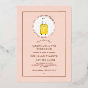 Invitation En Aluminium Rose Gold et Blush Voyage Enterrement de Vie de Je