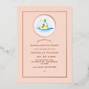 Invitation En Aluminium Rose Gold et Rose Pâle Tropicale Enterrement de Vi