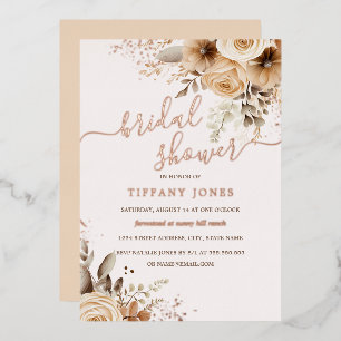 Invitation En Aluminium ROSE GOLD FOIL Boho Fête des mariées florale