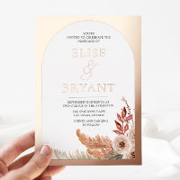 Rose Gold Foil Boho Floral Blanc moderne Mariage