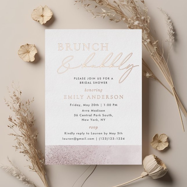 Invitation En Aluminium Rose Gold Foil Bridal Brunch et Bubbly (Créateur téléchargé)