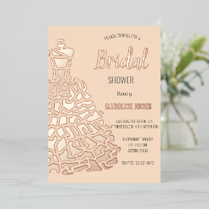 Invitation En Aluminium Rose Gold Foil Élégante robe Fête des mariées