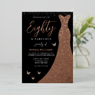 Invitation En Aluminium Rose Gold Foil Gown 80e fête d'anniversaire