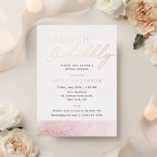 Invitation En Aluminium Rose Gold Foil Mariage Brunch et Bubbly