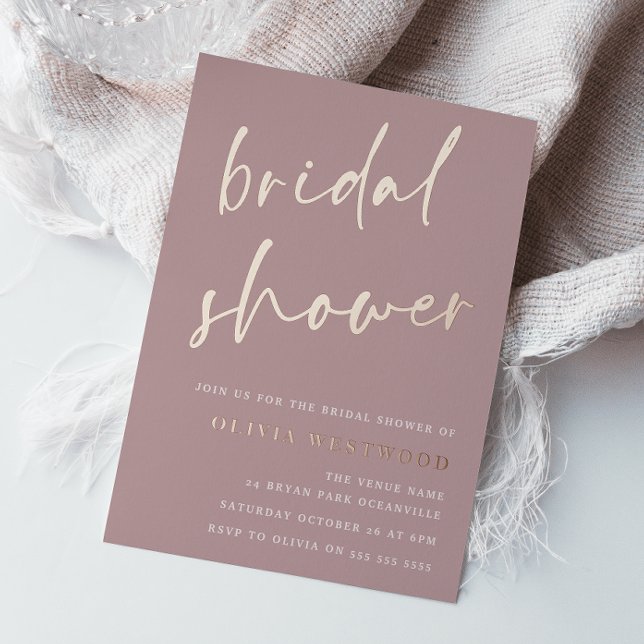 Invitation En Aluminium Rose Gold Foil Mauve Dusty Rose Fête des mariées (Créateur téléchargé)