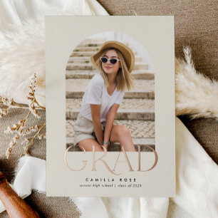 Invitation En Aluminium Rose Gold Foil Moderne Minimaliste Arch Graduation