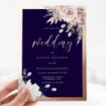 Invitation En Aluminium Rose Gold Foil Navy & Blush Floral Wedding<br><div class="desc">Rose Gold Foil Navy & Blush Floral Wedding Foil Invitation

See other invitations in our Niche and Nest Store</div>