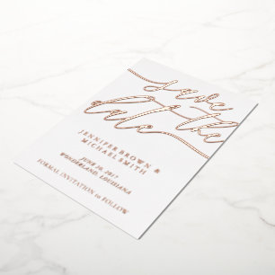 Invitation En Aluminium Rose Gold Foil photo mariage Enregistrer la date