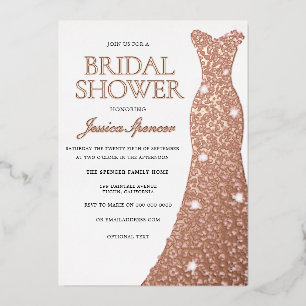 Invitation En Aluminium Rose Gold Foil Pressé robe Fête des mariées