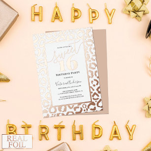 Invitation En Aluminium Rose Gold Leopard Cheetah Poster de animal Sweet 1