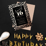 Invitation En Aluminium Rose Gold Leopard Cheetah Poster de animal Sweet 1<br><div class="desc">Cette belle et élégante invitation à la fête d'anniversaire en sweet sixteen est parfaite pour une adolescente branchée et élégante. Il présente une véritable feuille d'or rose brillante imprimé léopard guépard et "Sweet 16" typographie sur un simple arrière - plan noir. C'est moderne, girly, unique et cool; le design parfait...</div>