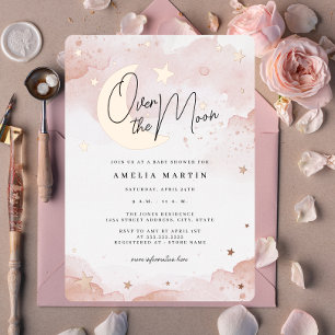 Invitation En Aluminium Rose Gold Lune Folle Baby Shower