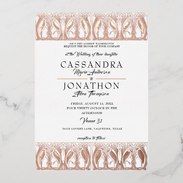 Invitation En Aluminium Rose Gold Mariage (Recto)