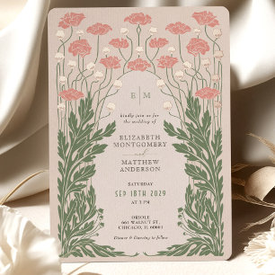 Invitation En Aluminium Rose Gold Mariage Floral Vintage Rose
