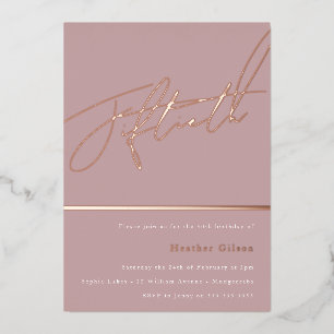 Invitation En Aluminium Rose Gold Mauve Rose Poussiéreuse Cinquantième 50e