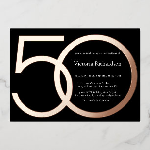 Invitation En Aluminium Rose Gold Moderne minimaliste 50e anniversaire