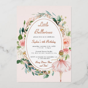 Invitation En Aluminium Rose Gold Petite Ballerine Florale Enfants Anniver