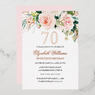 Invitation En Aluminium Rose Gold Pink Blush 70e Anniversaire Foil Invitat