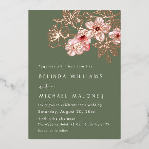 Invitation En Aluminium Rose Gold Rose Fleur de Cerisier Mariage Décontra
