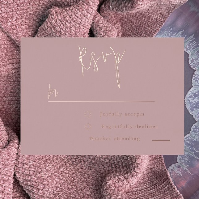 Invitation En Aluminium Rose Gold Rose Poudré Mariage, RSVP Réception de M (Créateur téléchargé)
