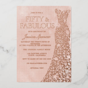 Invitation En Aluminium Rose Gold, Rose Poussiéreuse et Robe Rose Éclair 5