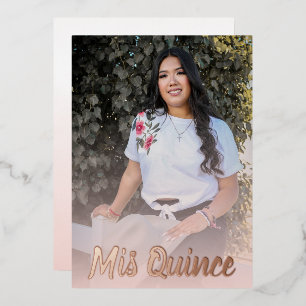 Invitation En Aluminium Rose Gold Rose Poussiéreuse Moderne Quinceanera