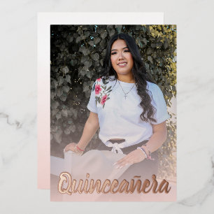 Invitation En Aluminium Rose Gold Rose Poussiéreuse Moderne Quinceanera