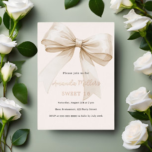 Invitation En Aluminium Rose gold ruban ivoire Sweet 16 luxe