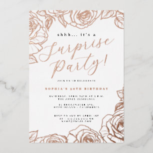 Invitation En Aluminium Rose Gold Script Rose Surprise Party