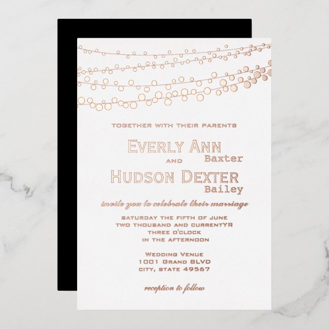 Invitation En Aluminium Rose Gold Typographie Simple Moderne Mariage Or    (Recto/Verso)