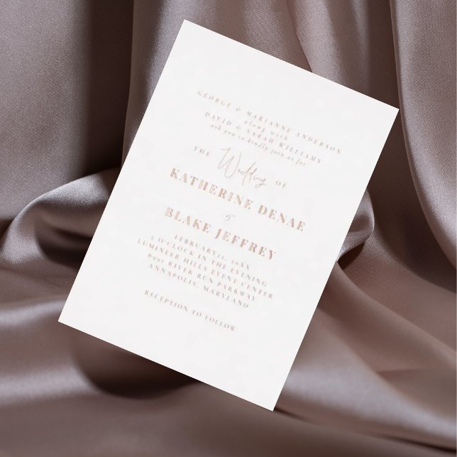 Invitation En Aluminium Rose Gold Vertical White Les deux parents Mariage (Créateur téléchargé)