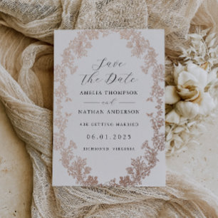 Invitation En Aluminium Rose Gold Vieilli Fleurs Mariage Enregistrer La Da