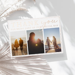 Invitation En Aluminium Rose Gold White Photo Mariage Merci Rose