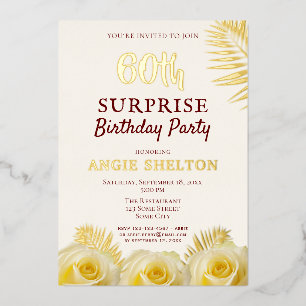 Invitation En Aluminium Rose jaune 60e anniversaire surprise Fête d'annive