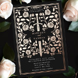 Invitation En Aluminium Rose médiéval noir Mariage d'épée d'or<br><div class="desc">Entrez dans un conte de romance et de légende ! Ces invitations à un mariage d'imaginaire médiéval comportent une épée royale entrecoupée de fleurs d'or roses sur fond noir. Elles sont parfaites pour les couples à la recherche d'une touche enchanteresse et intemporelle pour leur journée spéciale. Notez que l'or rose...</div>