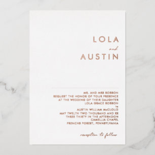 Invitation En Aluminium Rose minimaliste moderne or Mariage traditionnel R
