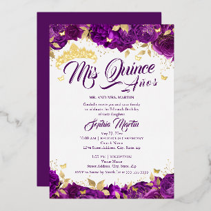 Invitation En Aluminium Rose Mis Quince Purple Quinceanera