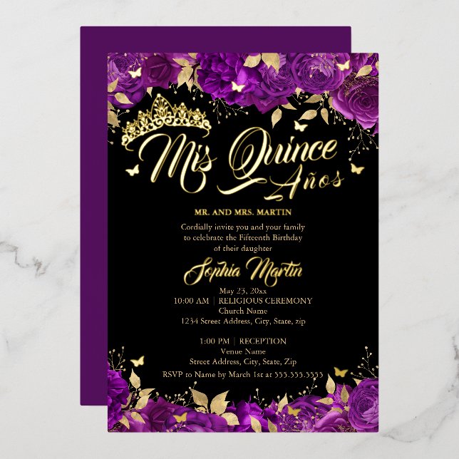 Invitation En Aluminium Rose Mis Quince Quinceanera (Recto/Verso)