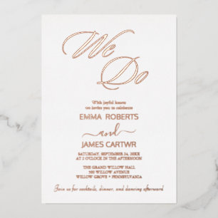 Invitation En Aluminium Rose moderne  Gold Foil Script "We Do" Mariage
