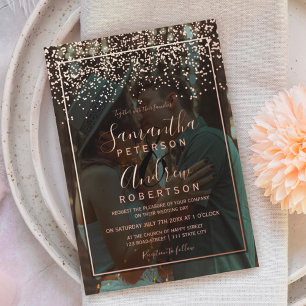 Invitation En Aluminium Rose or confetti typographie photo mariage