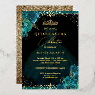 Invitation En Aluminium Rose or turquoise Elegant Quinceanera