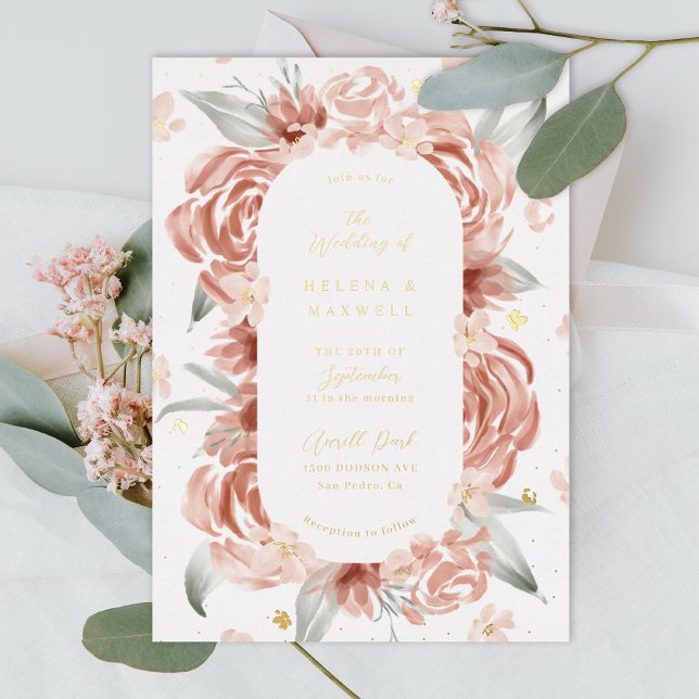 Invitation En Aluminium Rose Pâle Mariage Or (Créateur téléchargé)