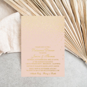 Invitation En Aluminium Rose Pivoine & Or Glamour Confettis de Répétition 