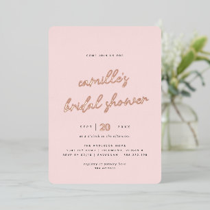 Invitation En Aluminium Rose Poudré et Or Rose Simple Fête de Mariée