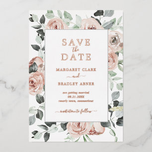 Invitation En Aluminium Rose Poussiéreuse Élégante Fleurie Mariage Enregis