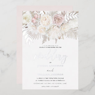 Invitation En Aluminium Rose Poussiéreux & Ivoire Mariage Bohème Argent
