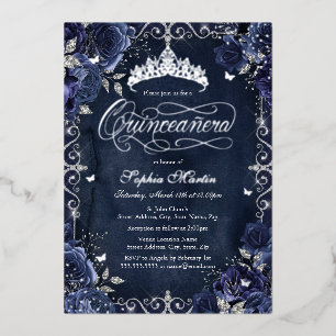 Invitation En Aluminium Rose Quinceanera de la Marine royale