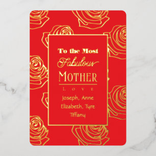 Invitation En Aluminium Rose Rouge de Mère la Plus Fabuleuse